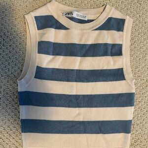 Zara Striped Cropped Tank Top Size M